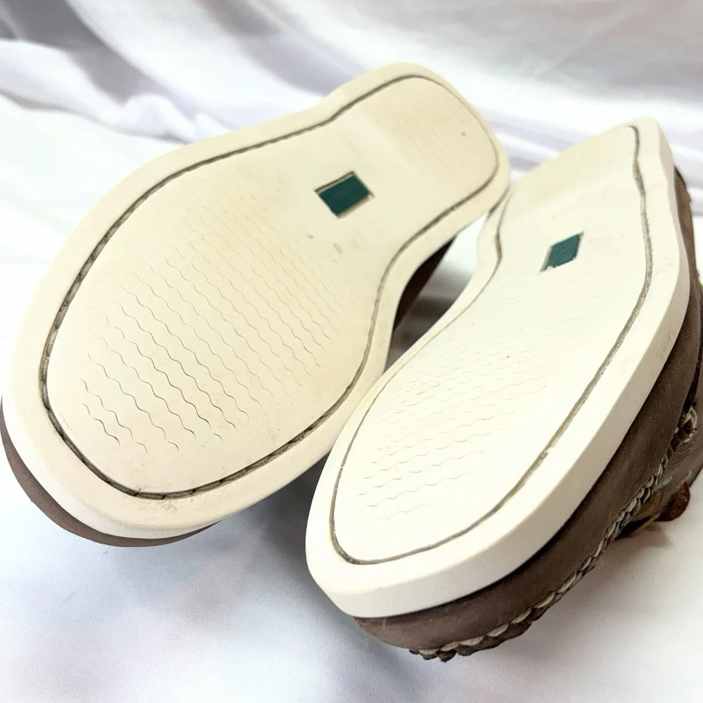 LL Bean Casco Bay Leather Boat Shoes Mens US 10.5 D Brown Moccasin Loafers